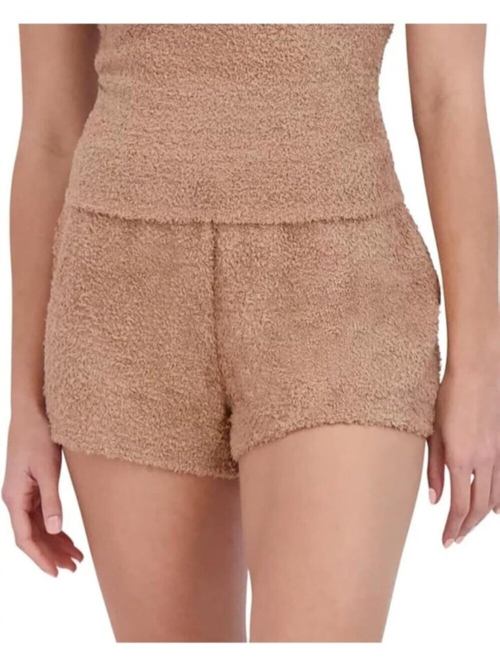 Women's Praline Fuzzy Imported Polyester Pull-on Cozy Chenille Sleep Shorts